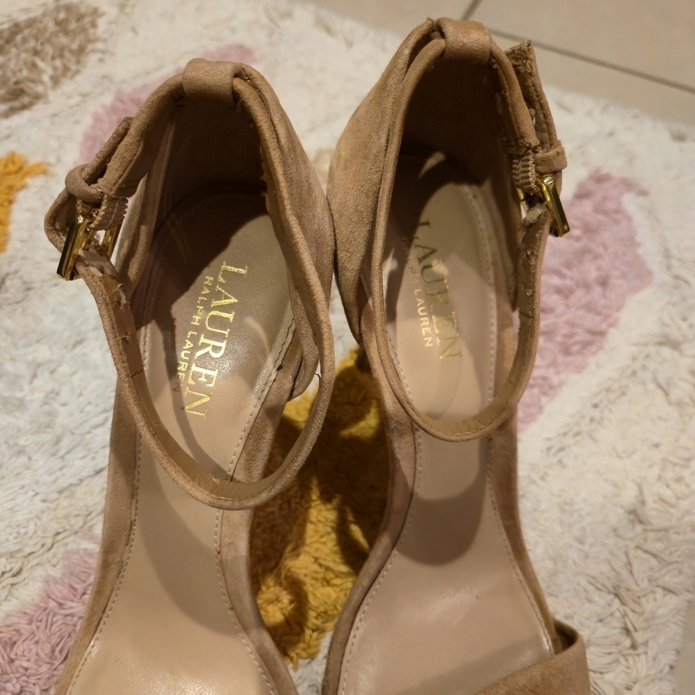 Ralph Lauren Stiletto Heel Ankle Strap Tarah Allie Gwen 9 Suede Classy Wedding - Picture 16 of 16